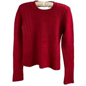 Emotions Ladies Vintage Wool Crew Neck Long Sleeve Pullover Sweater Red Medium